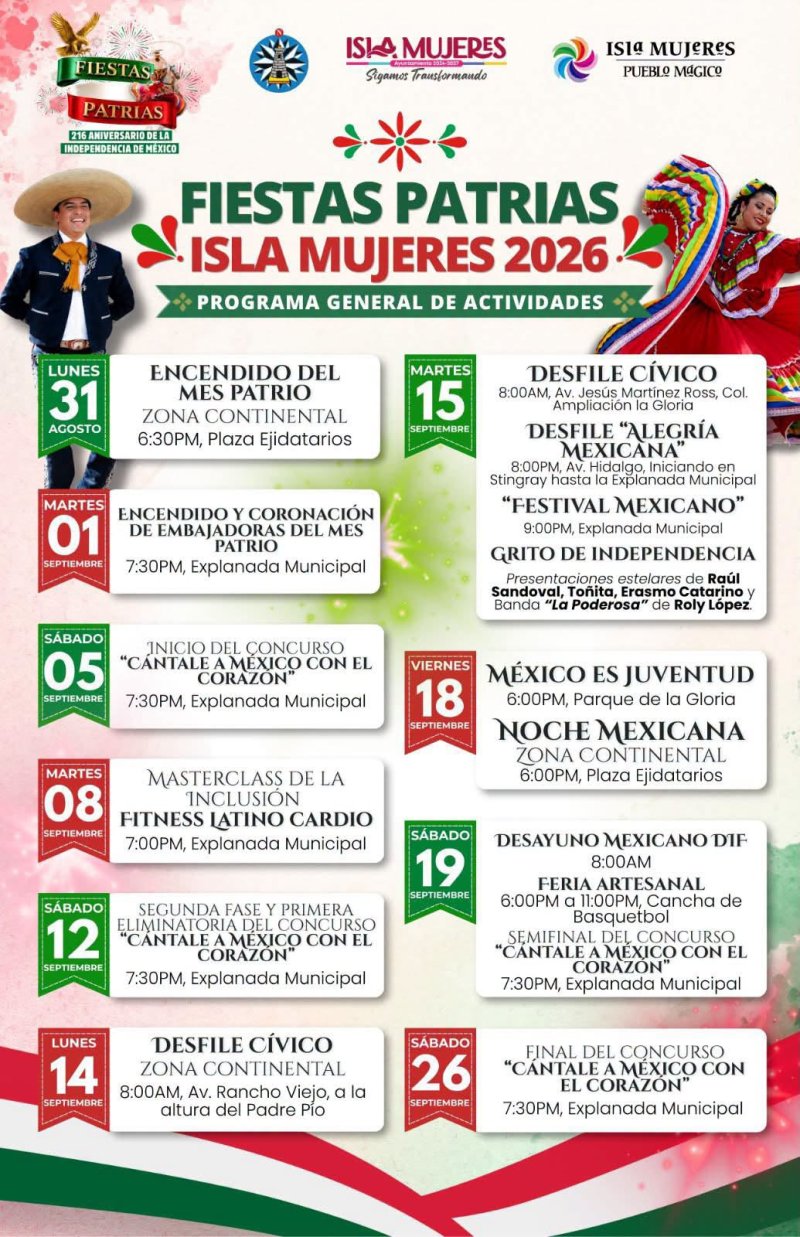 Isla Mujeres se pinta de verde, blanco y rojo: tradición e identidad  salen a las calles