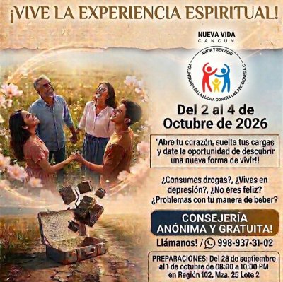 Nueva Vida Cancún invita a una experiencia espiritual del 2 al 4 de octubre