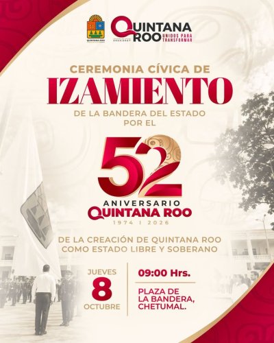 🤲🏽 ¡Celebremos juntas y juntos el 52 aniversario de #QuintanaRoo como Estado Libre y Soberano!🎉🎊