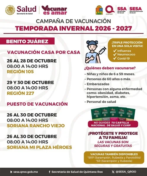 💉 La campaña de Vacunación Invernal 2026-2027 continúa acercando vacunas gratuitas contra la influenza, neumococo y COV...